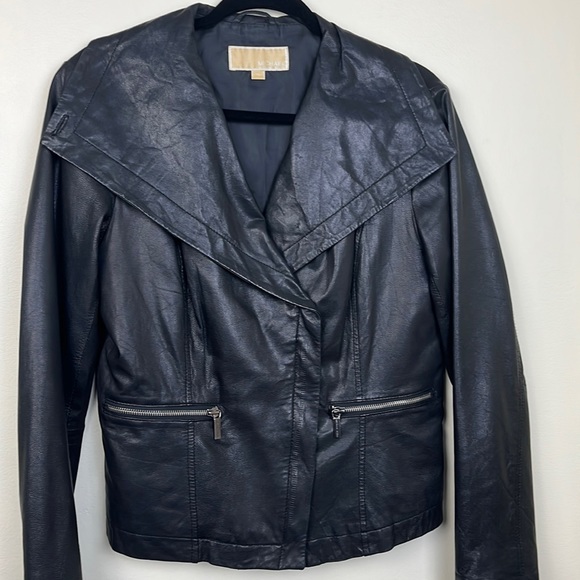 Michael Kors black leather asymmetrical Moto jacket - Picture 1 of 12